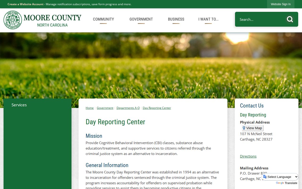 Moore County probation Day Reporting Center information